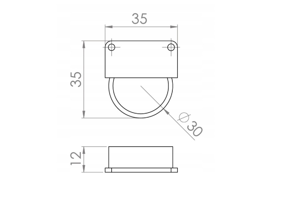 Závesné oko na zavŕtanie 35 mm, biely plast