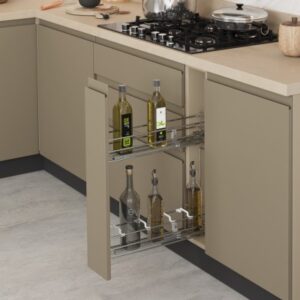 STARAX S-2421-C, Výsuvný drôtený kôš 150mm chróm PRAVÝ, Blum čiastočný výsuv