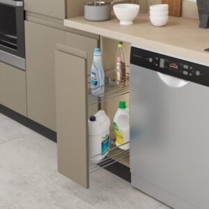 STARAX S-2426-C, Výsuvný drôtený kôš 200mm chróm ĽAVÝ, Blum čiastočný výsuv