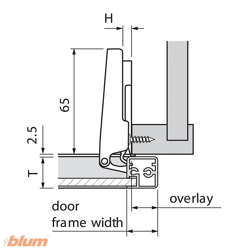 BLUM 71B950A ZÁVES CLIP TOP BLUMOTION NALOŽENÝ S PEROM BRZDENÝ PRE HLINÍKOVÉ RÁMY 95° – Obrázok 8