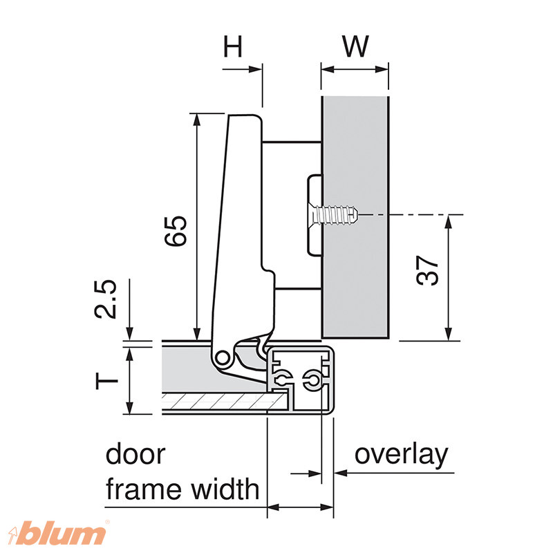BLUM 71B950A ZÁVES CLIP TOP BLUMOTION NALOŽENÝ S PEROM BRZDENÝ PRE HLINÍKOVÉ RÁMY 95° – Obrázok 6