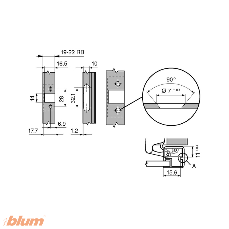 BLUM 71T970A ZÁVES CLIP TOP VLOŽENÝ S PEROM PRE HLINÍKOVÉ RÁMY 95° – Obrázok 3