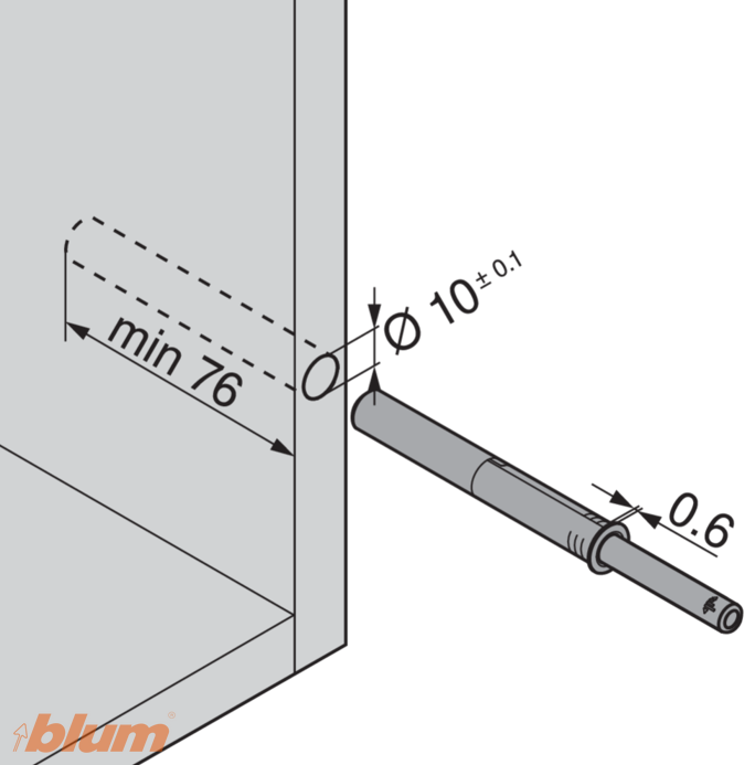 BLUM 956A1004 TIP-ON DVEROVÝ DLHÝ BIELY – Obrázok 4