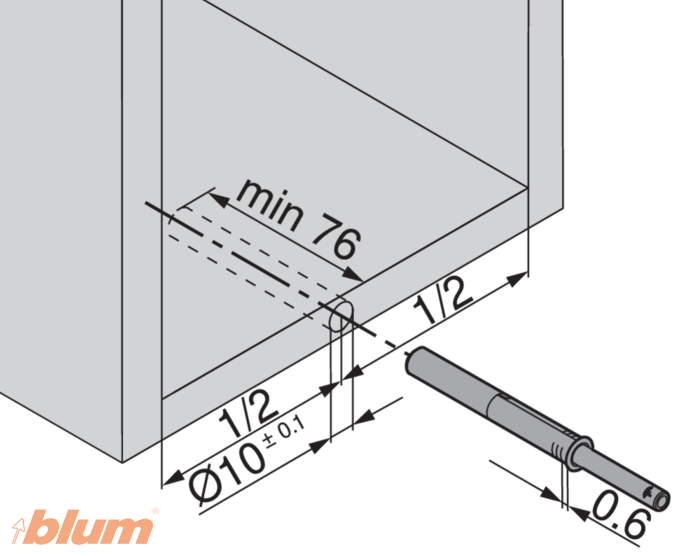 BLUM 956A1004 TIP-ON DVEROVÝ DLHÝ BIELY – Obrázok 3