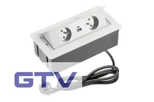 Elektrická zásuvka - Výklopná zásuvka GTV SOFT, 2 x 230V, USB A+C, Biela