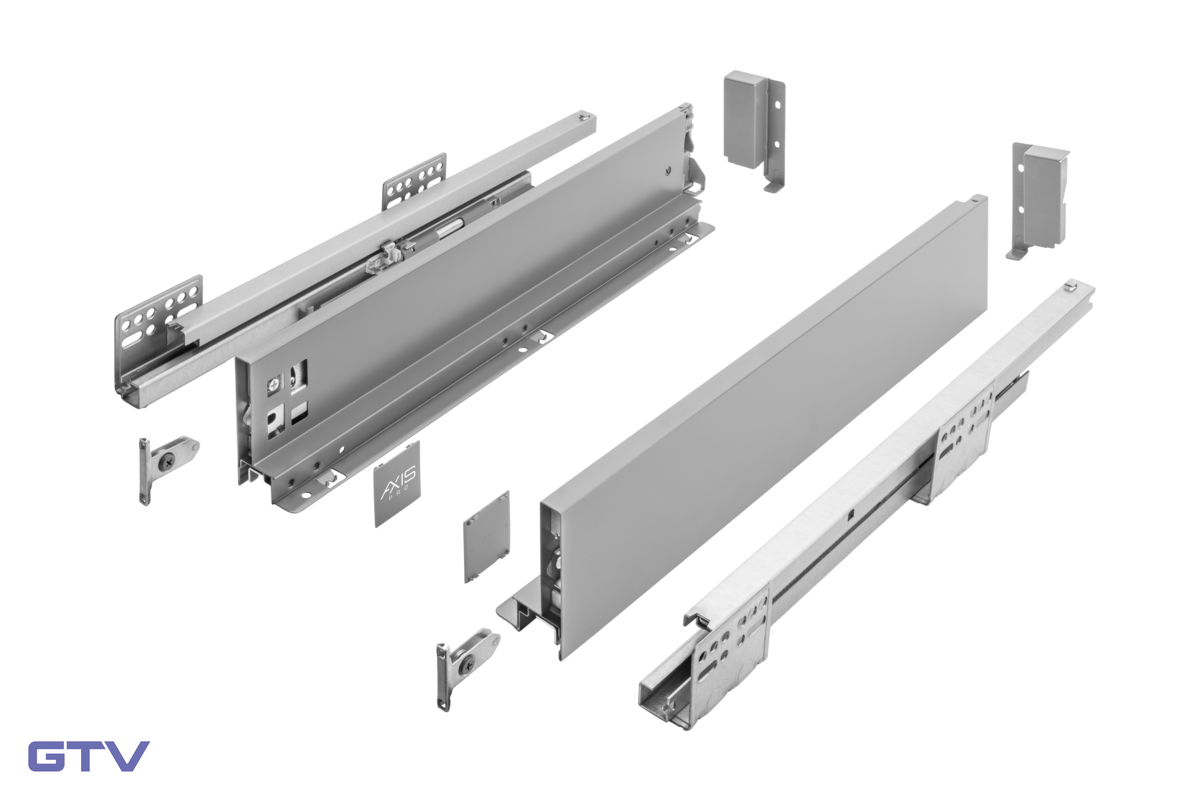 GTV AXISPRO zásuvka na 18tku, výška 86 mm (A), 600 mm, s doťahom, antracit / šedá