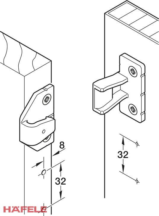 HÄFELE KOVANIE SPOJOVACIE PACOFIX PF-L-R RÁM S HRANOU ZAHNUTÉ D4 262.50.390 – Obrázok 2