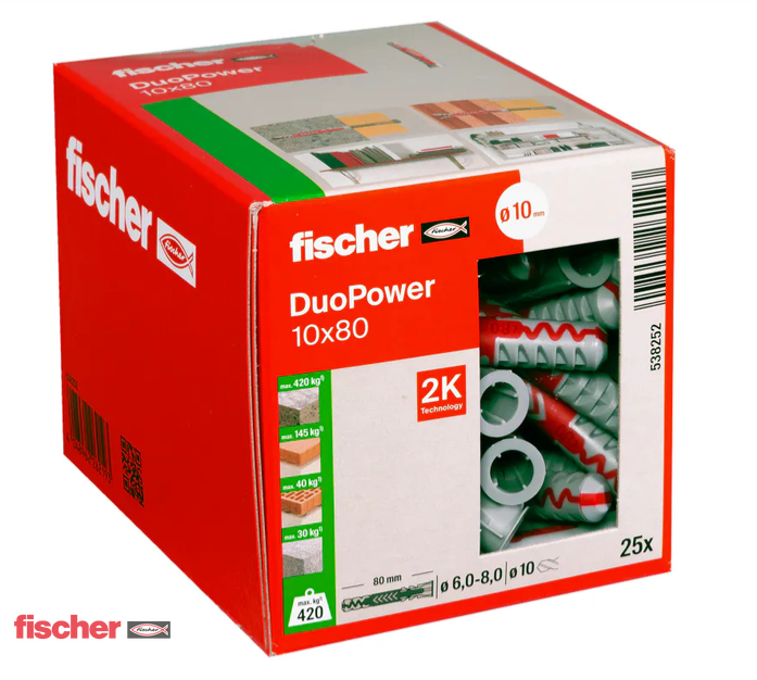Hmoždinka Fischer DuoPower 10 x 80, 25ks balenie