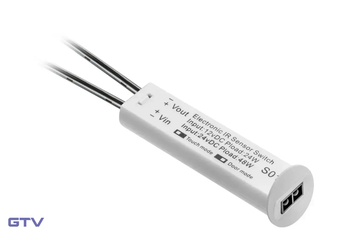 Univerzálny bezkontaktný (alebo dvojrýchlostný) spínač, 12V DC so stmievaním, biely